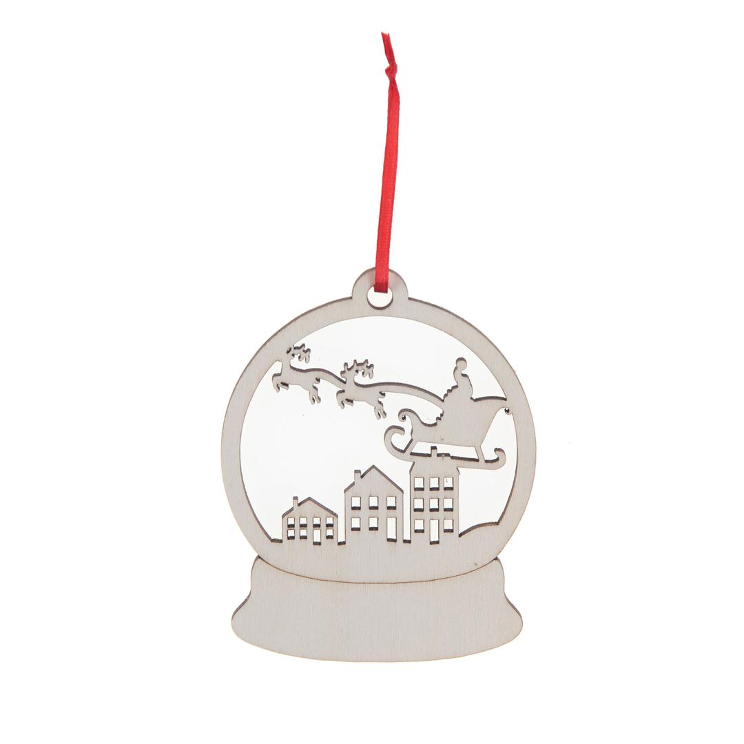 4" Wood & Acrylic Santa Sleigh Snow Globe Ornament by Make Market®