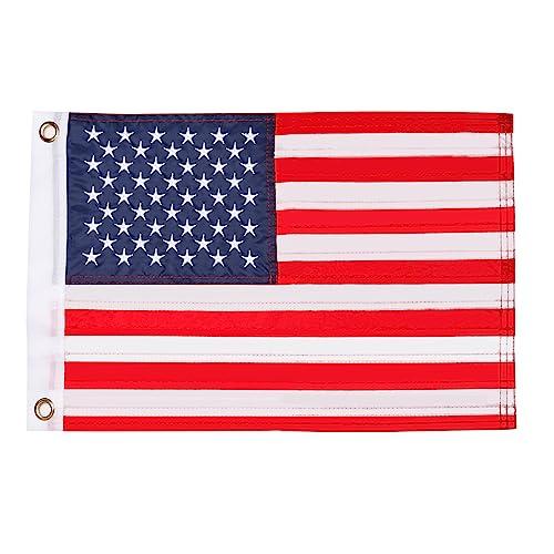 Hoosun American Flag 12.5" X 18" Small American Flag For Boats,4Th Of July Decorations Outdoor,Patriotic Flag With Embroidered Stars,Small Usa Flag,Mini Flag Patriotic Decorations For Outside Bike Car