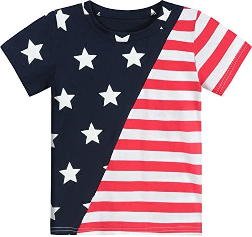 4Th Of July T-Shirt Toddler Boy Girl Fourth Star American Flag Usa Patriotic Memorial Day Shirt Kid Independence Tee Top