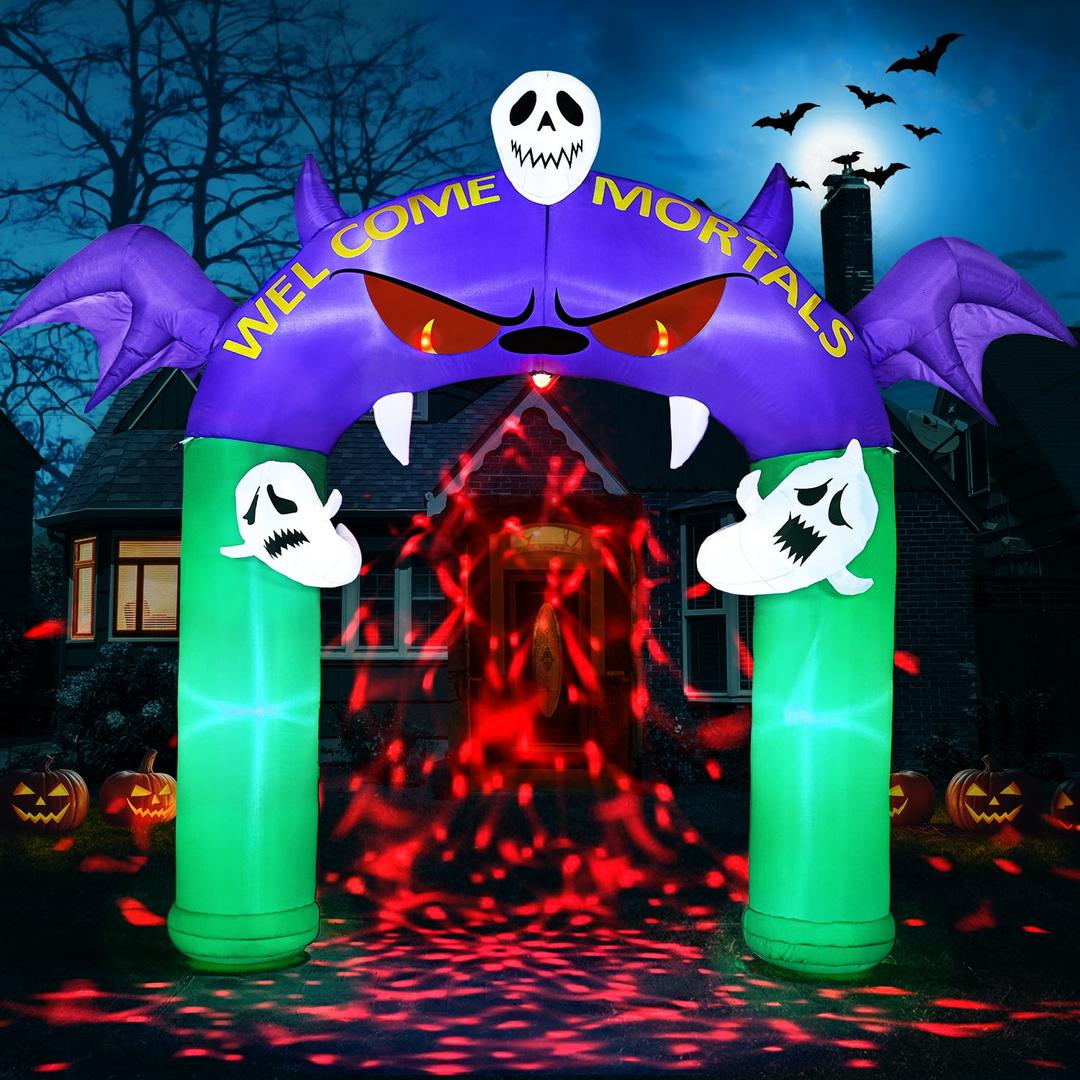 9 ft Halloween Inflatables, Demon Archway Outdoor Decorations with Rotating Light, Blow up Inflatable Yard Decoration for Party 9 ft Halloween Inflatables, Demon Archway Outdoor Decorations with Rotating Light, Blow up Inflatable Yard Decoration for Party